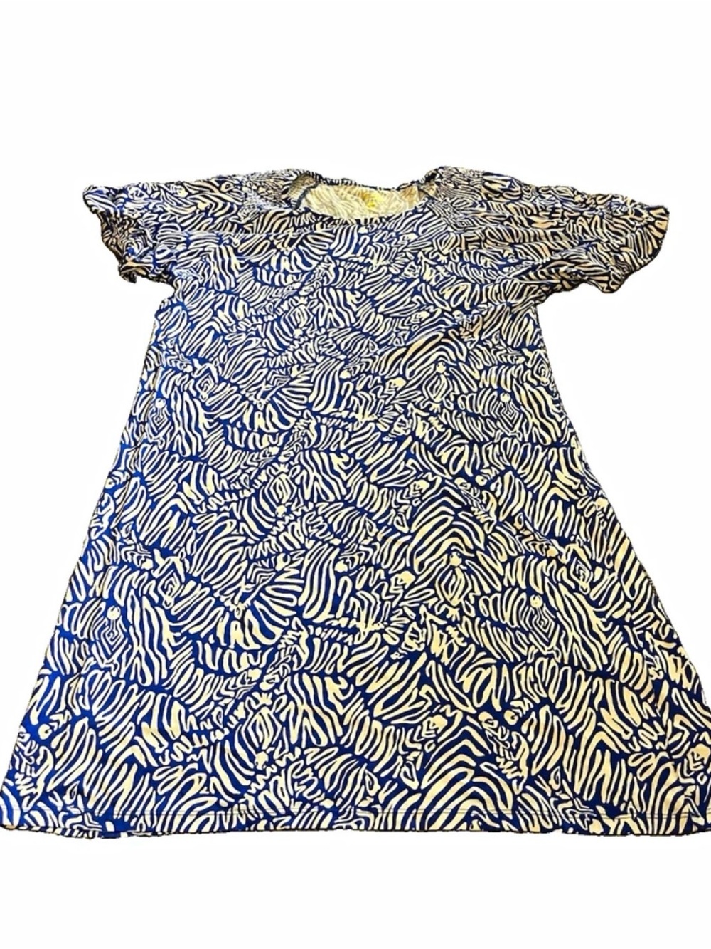 Lilly Pulitzer Rosen T-Shirt Mini Dress XL Blue Bubble Sleeves Resort Vacation.